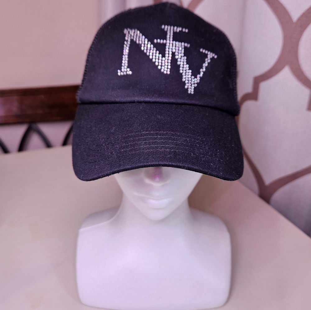 H&M Nevada Black Baseball Hat with Rhinestone Design Cotton Las Vegas Sun Cap